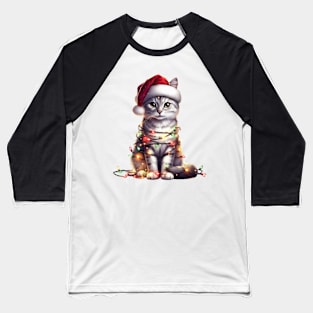 Christmas Manx Cat Baseball T-Shirt